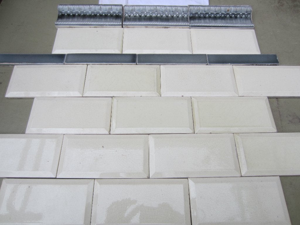 4,5m2 antieke metrotegels 7,5x15cm gemeleerd geligwit/creme, Ophalen