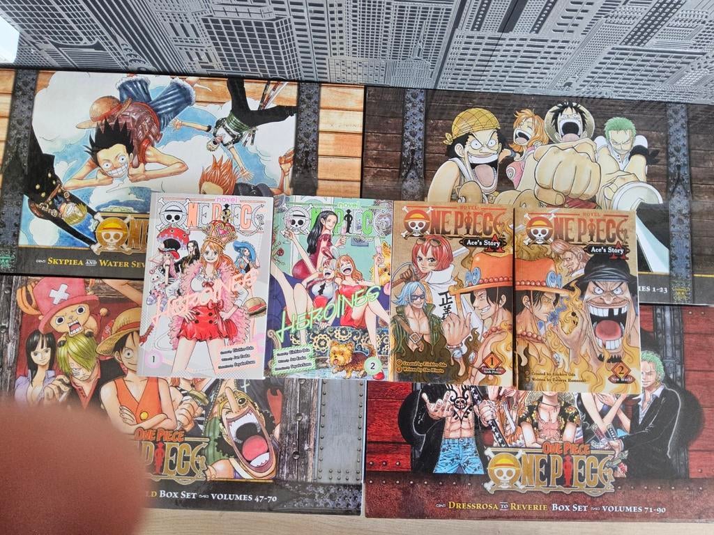 One Piece Manga Box Sets 1-4 + Ace’s Story Novels + Heroines, Eiichiro Oda, Complete serie of reeks, Ophalen of Verzenden, Zo goed als nieuw