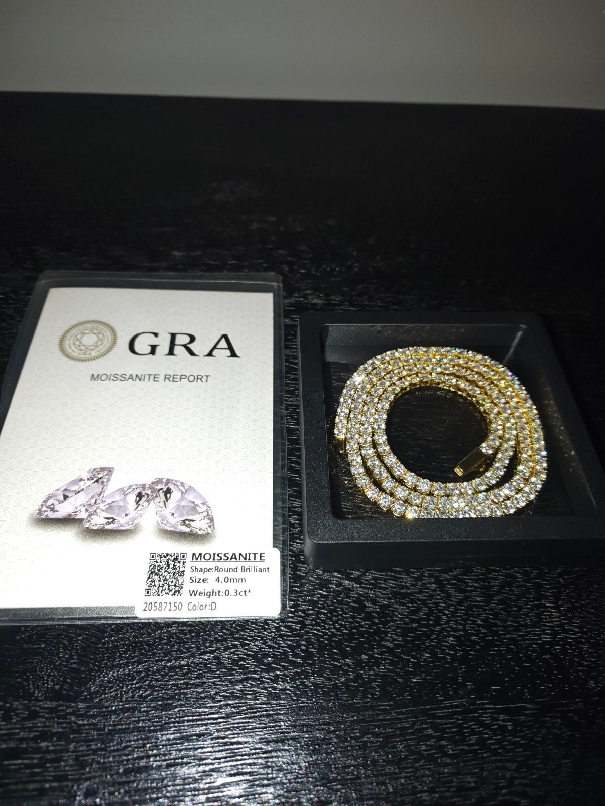 Gold vermeil Moissanite Tennis chain vvs1 62cm, Nieuw, Ophalen of Verzenden, Met edelsteen, Goud
