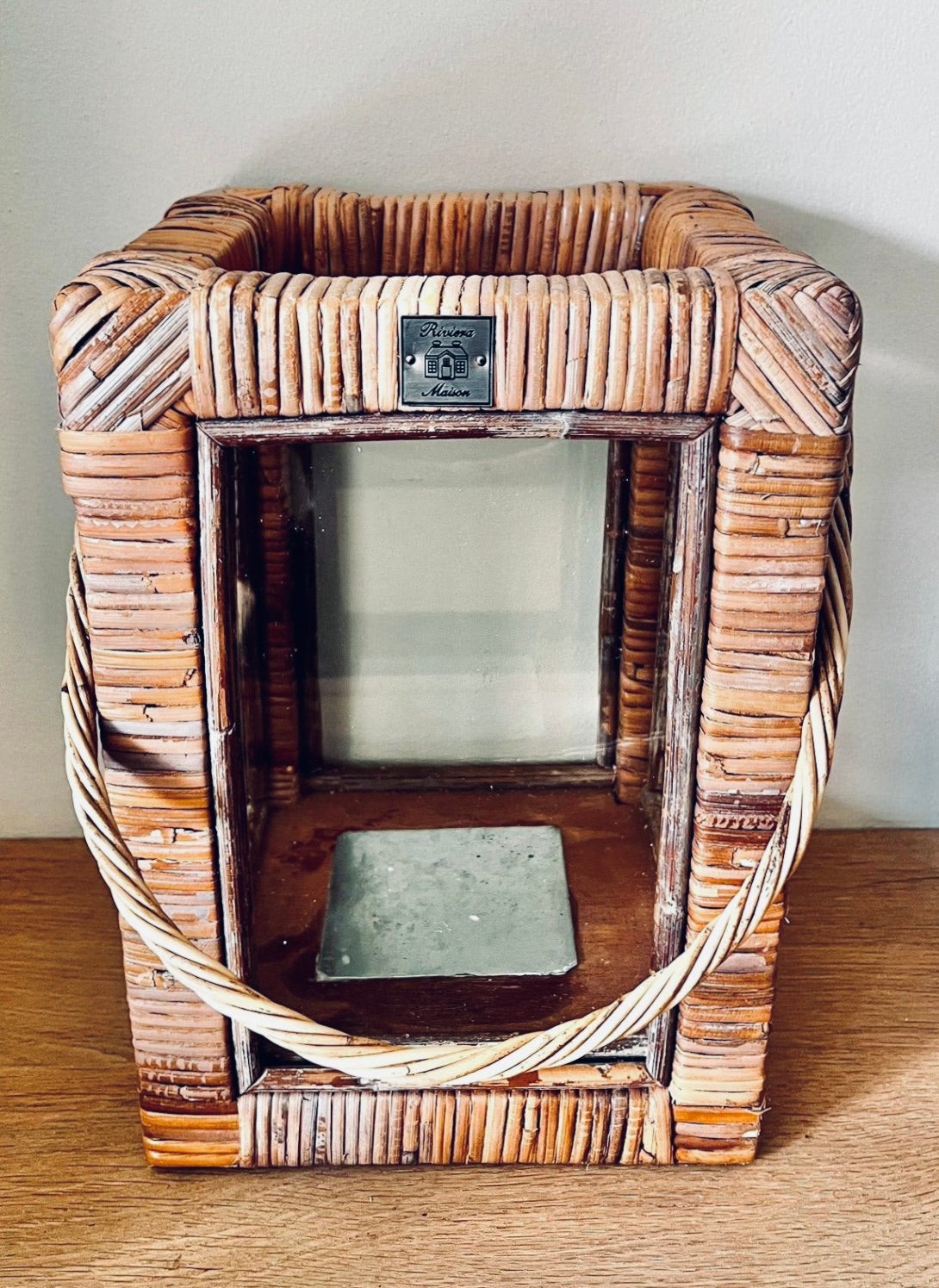 Windlicht lantaarn Rivièra Maison rattan 21,5 x 31 cm, 31 cm, Windlicht, Gebruikt, Bruin