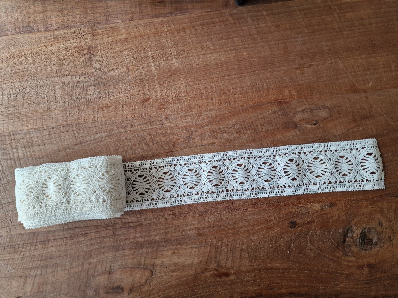 Katoenen kanten lint - 8 meter (7,5 cm breed), Ophalen of Verzenden, Nieuw, Kant