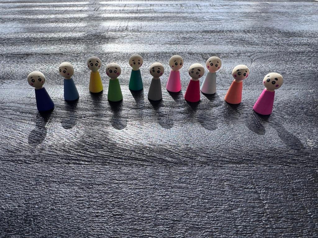 Handgeschilderde Pegdoll poppetjes, schematherapie, emoties, Ophalen of Verzenden, Zo goed als nieuw, Knutselwerk