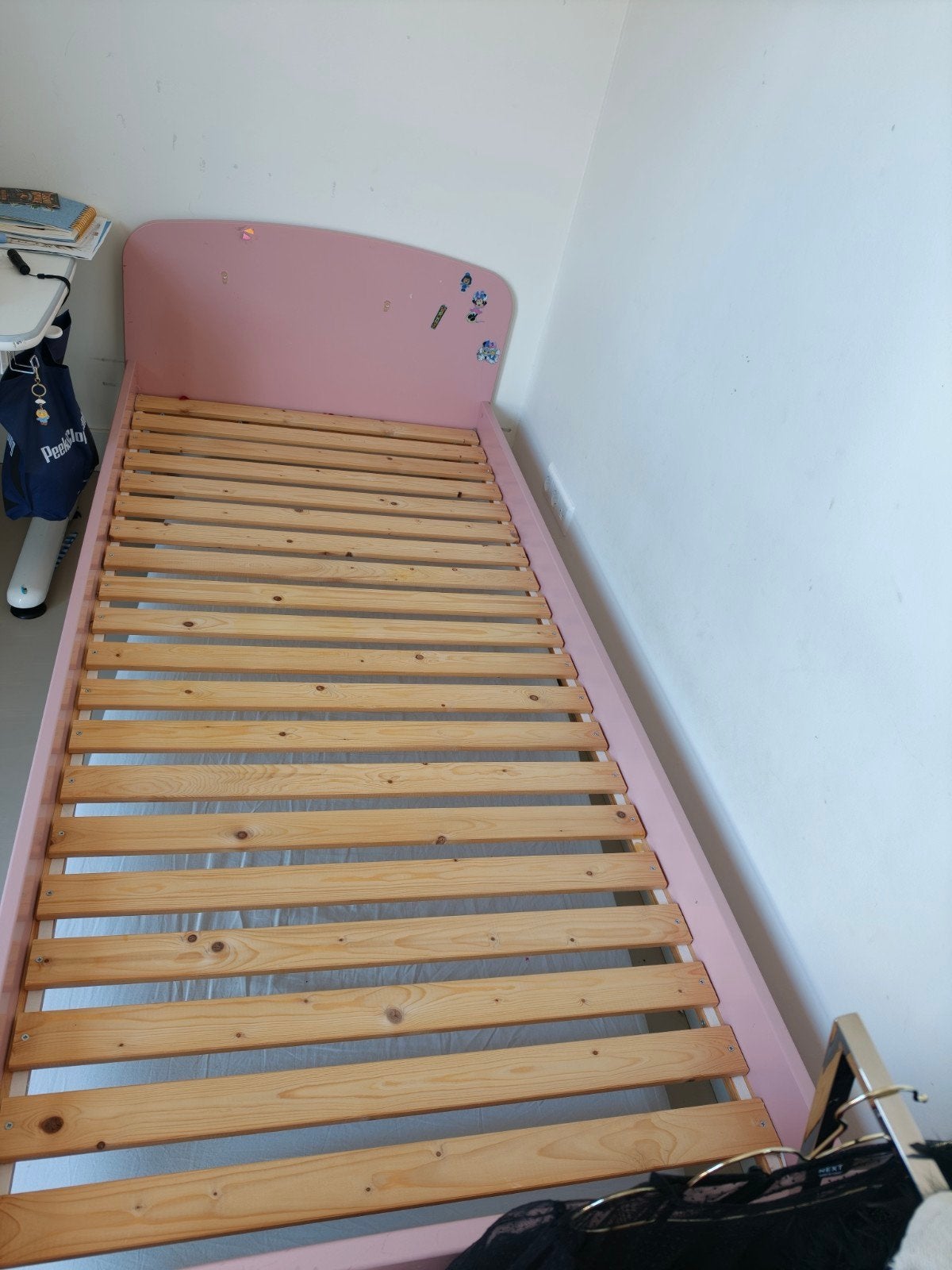 Flexa Dots kinderbed lichtroze 90x200 cm + matras, Ophalen, Gebruikt, 90 cm, Hout
