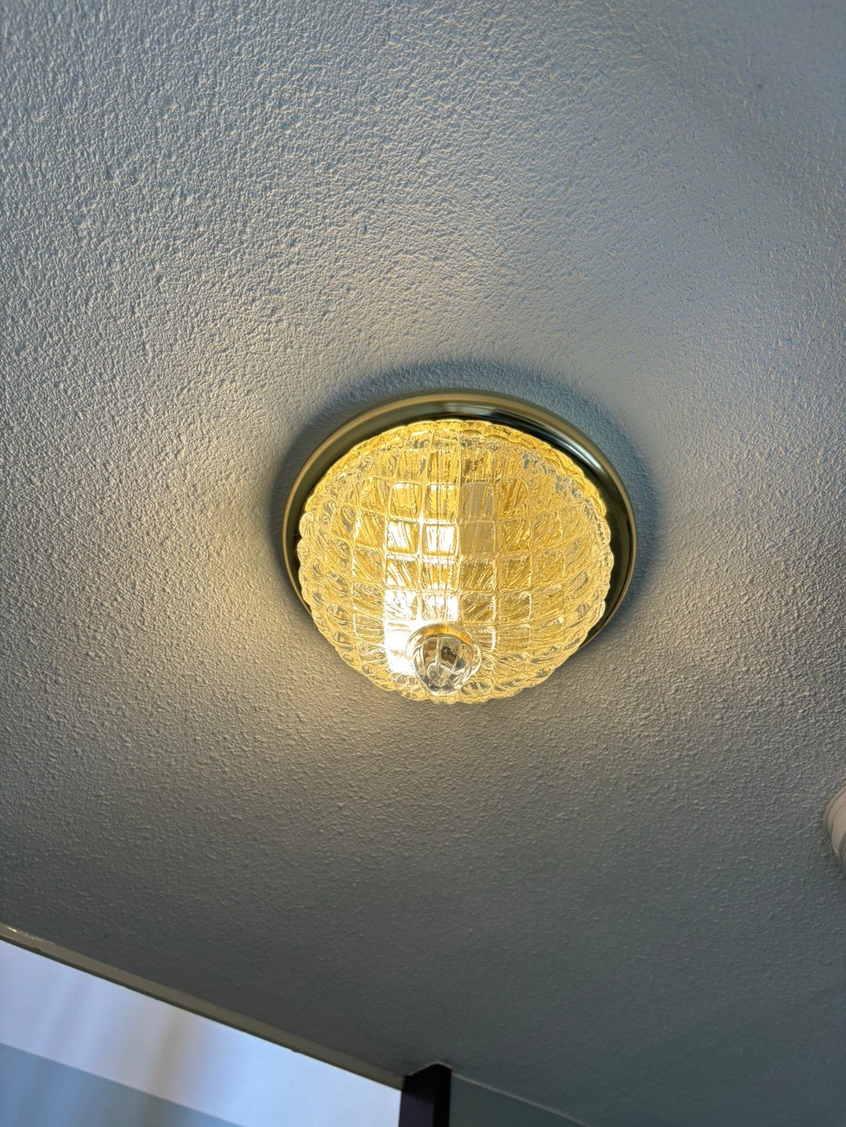 Glazen plafondlamp, Huis en Inrichting, Lampen | Plafondlampen, Ophalen, Zo goed als nieuw, Glas