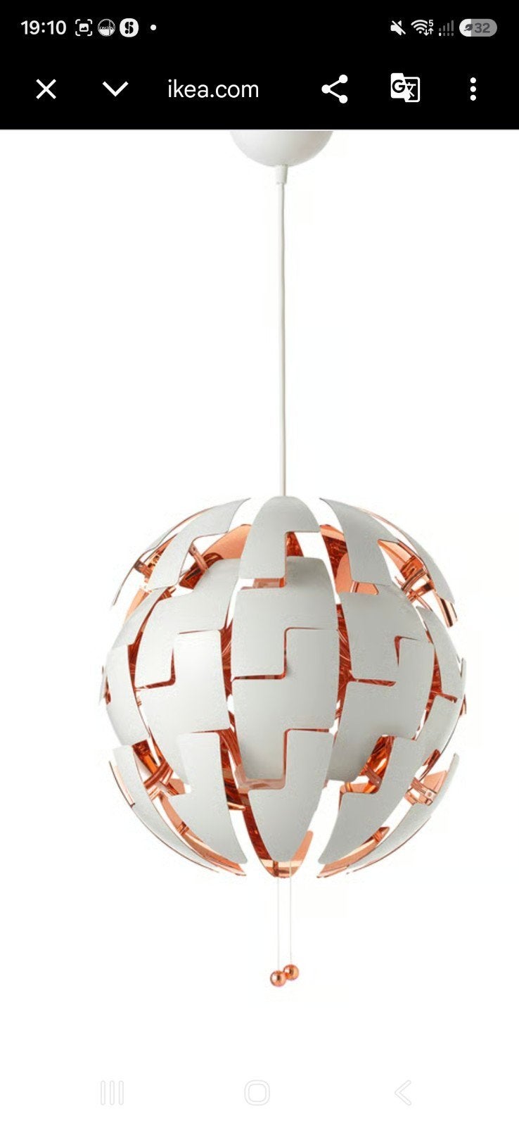 2x IKEA PS 2014 Hanglamp - Koperkleurig/Wit, Huis en Inrichting, Ophalen, Kunststof, Modern, Scandinavisch, E27 (groot)
