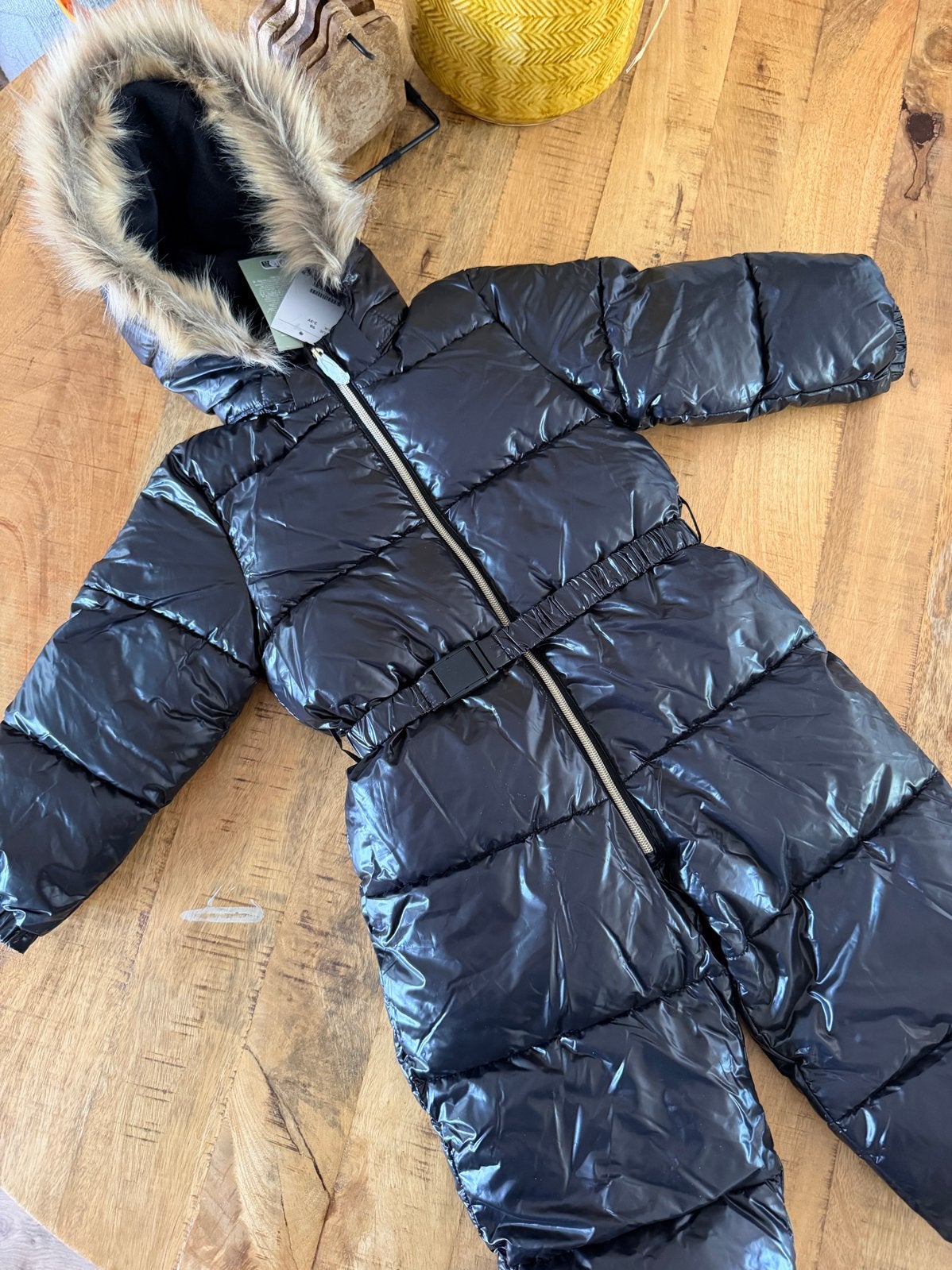 Nieuwe H&M zwart skipak met bontkraag, maat 98, Ophalen of Verzenden, Nieuw, Meisje, Jas