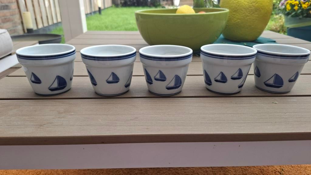 Blauw wit potje, Ophalen of Verzenden, Rond, Kunststof, Minder dan 30 cm