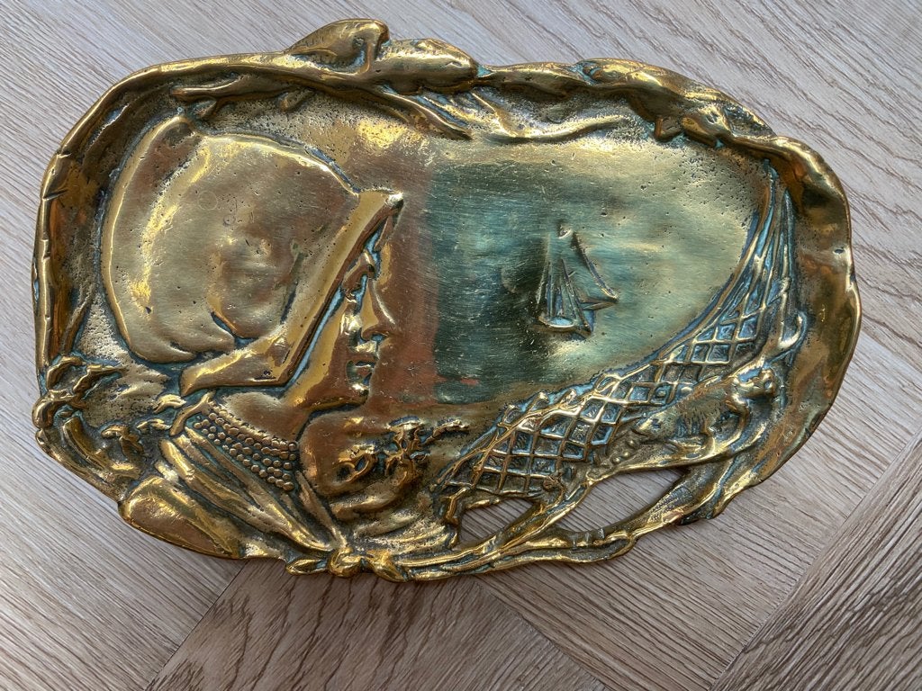 Antieke of vintage brons messing "vide poche" (sleutelbakje), Ophalen, Brons