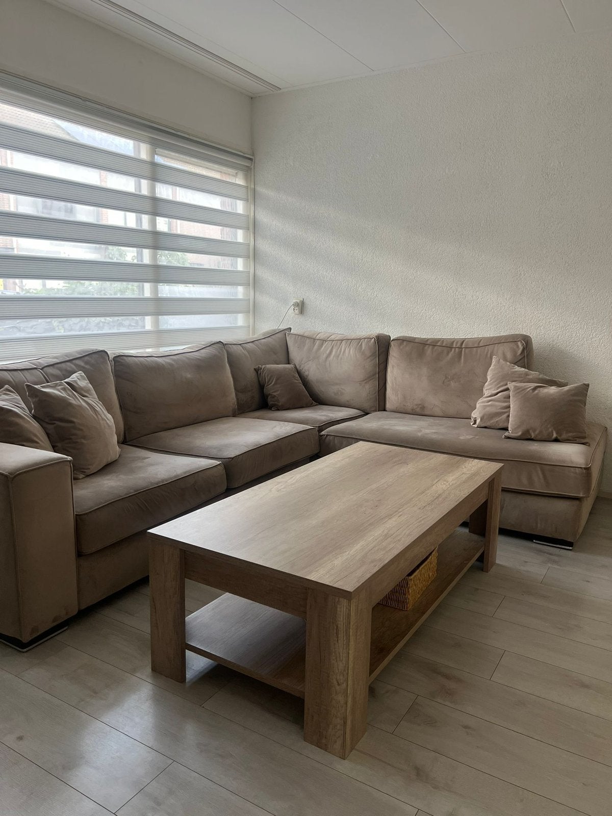 Taupe Loungebank 280x230, Ophalen, Zo goed als nieuw