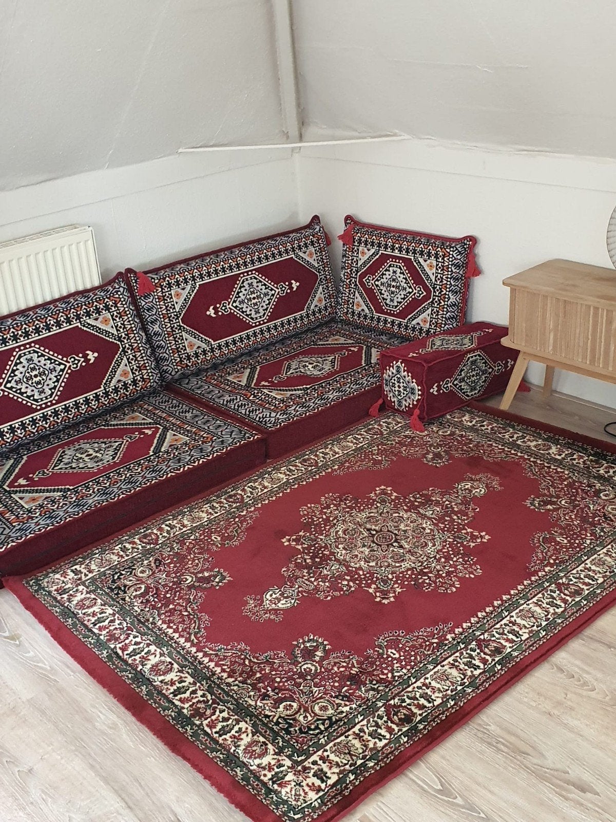 Arabische/Midden-Oosterse Vloerkussenset met Tapijt, Huis en Inrichting, Ophalen, Overige merken, Met print, Zo goed als nieuw