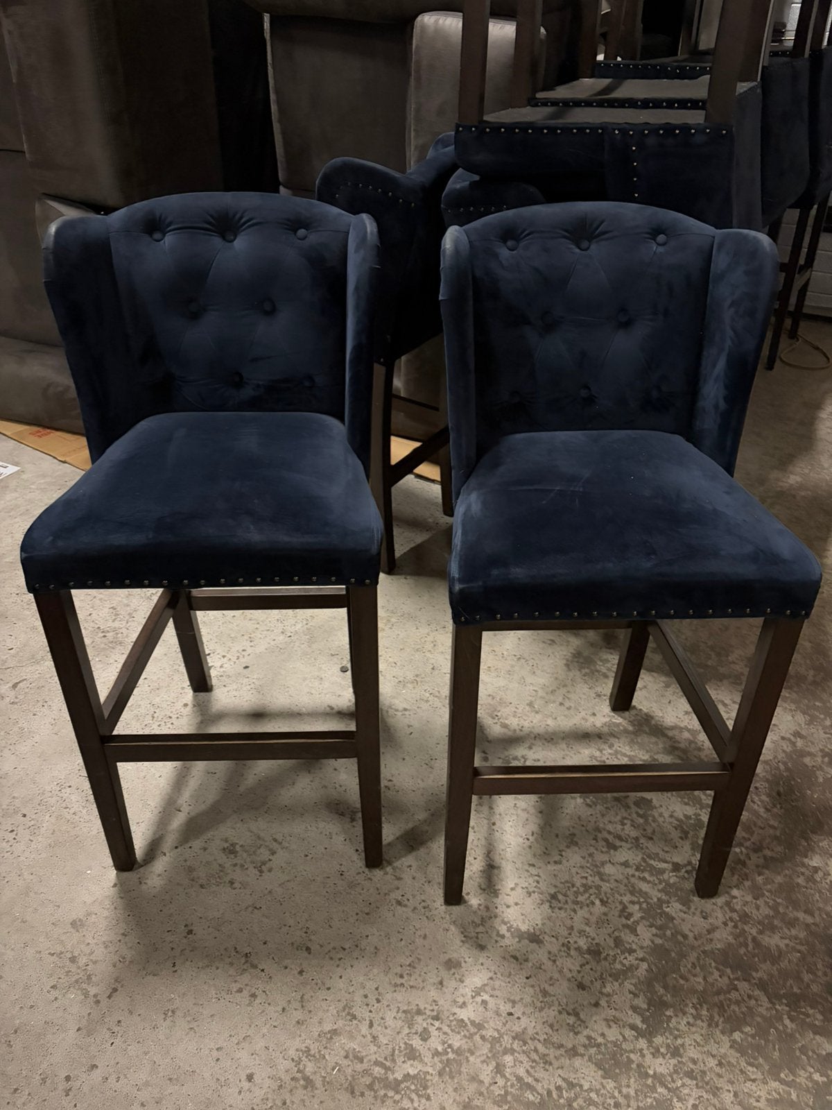 14 blauw stoffen oorfautauil barkrukken, Ophalen, ., 60 tot 90 cm, .