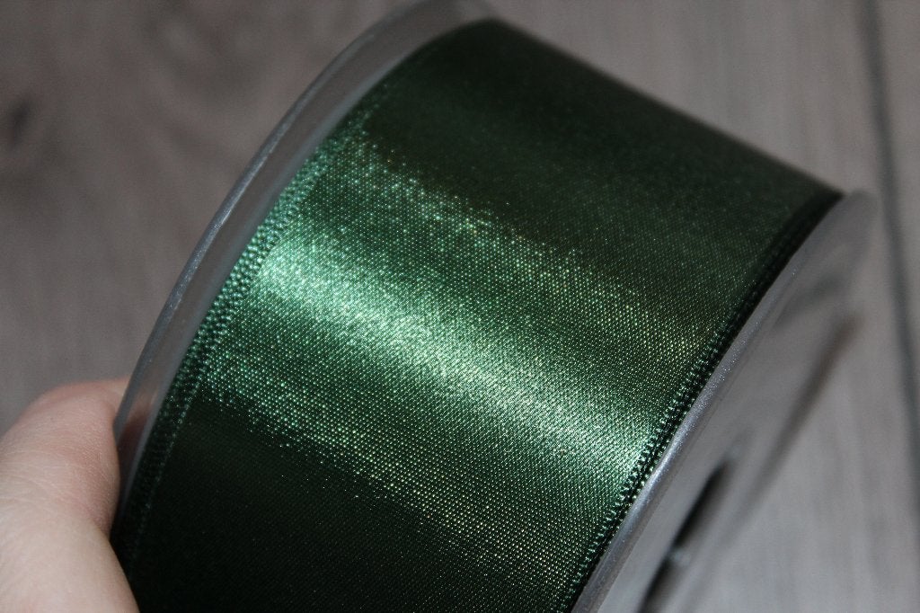Satijn lint - donker groen col. 461 - 50mm #1921, Ophalen of Verzenden, Nieuw, Lint, Band of Elastiek