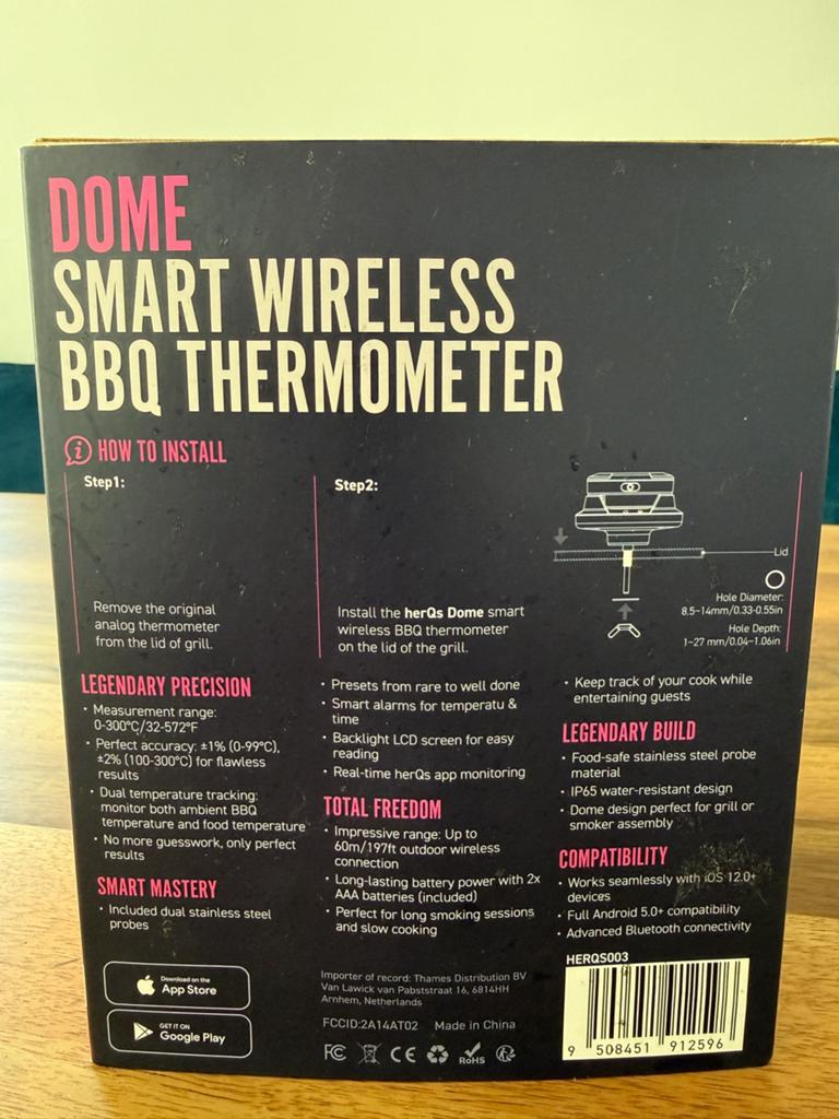 HerQs Dome Smart Draadloze BBQ Thermometer - Nieuw!, Ophalen, Nieuw