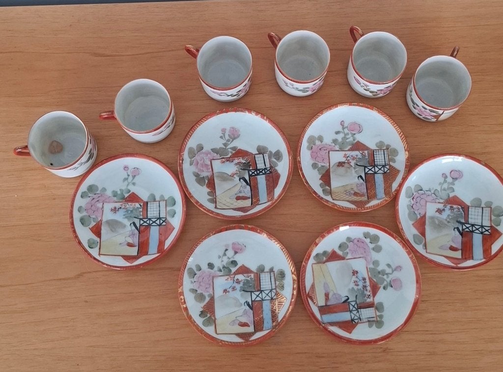 Prachtige Vintage Japans Kutani Geisha Theeset, Ophalen of Verzenden