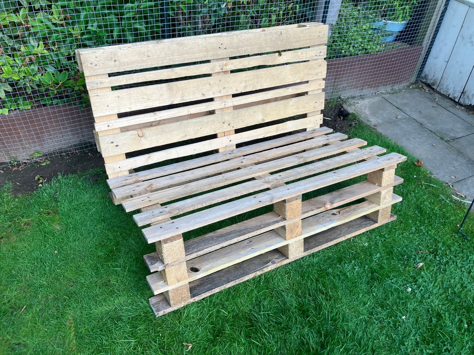 Palletbankje 125x60cm, Tuin en Terras, Ophalen, Zo goed als nieuw, Hout