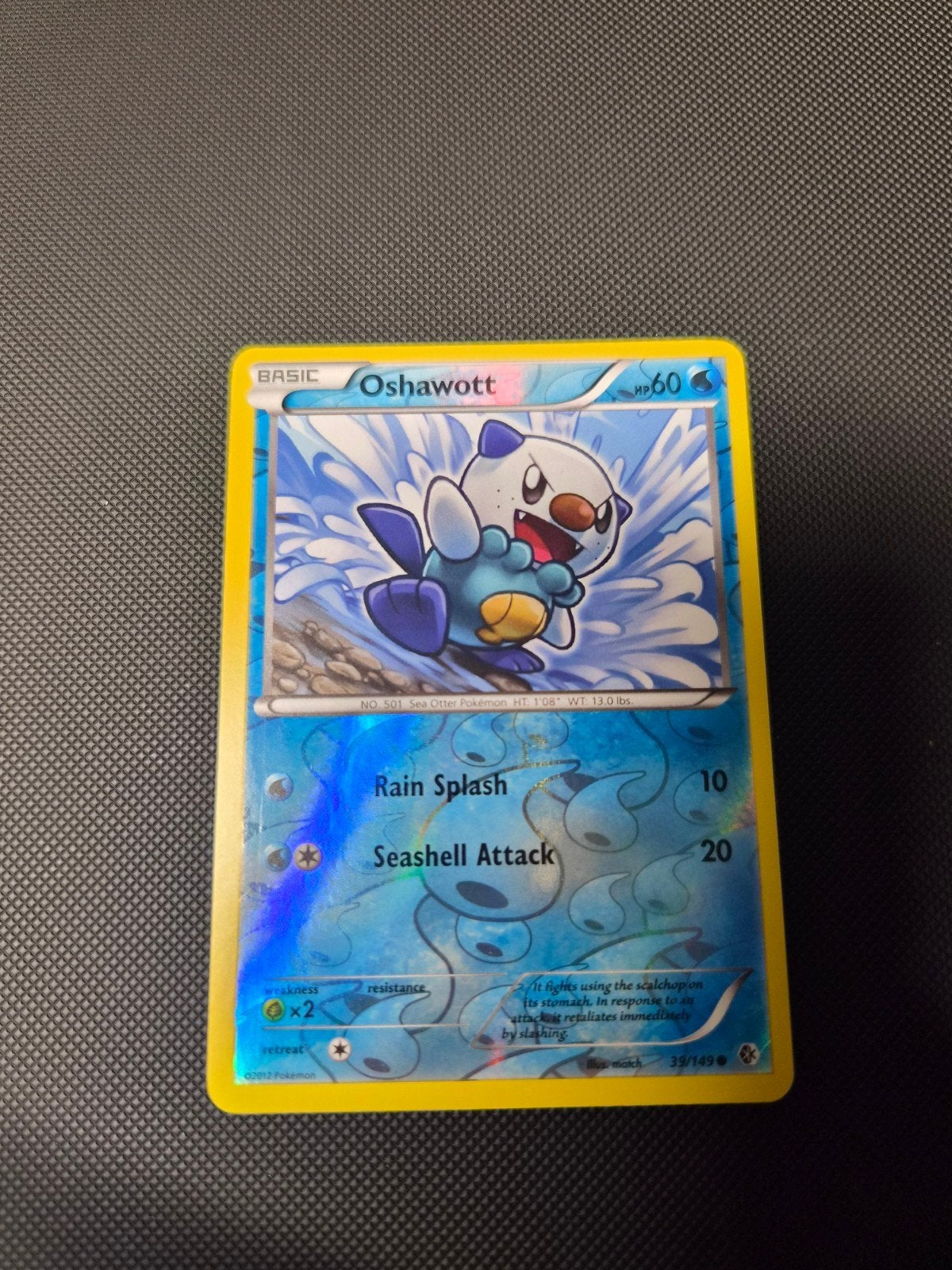 Pokemon Oshawott 39/149 Rev holo - Boundaries Crossed 2012, Ophalen, Zo goed als nieuw, Losse kaart, Foil