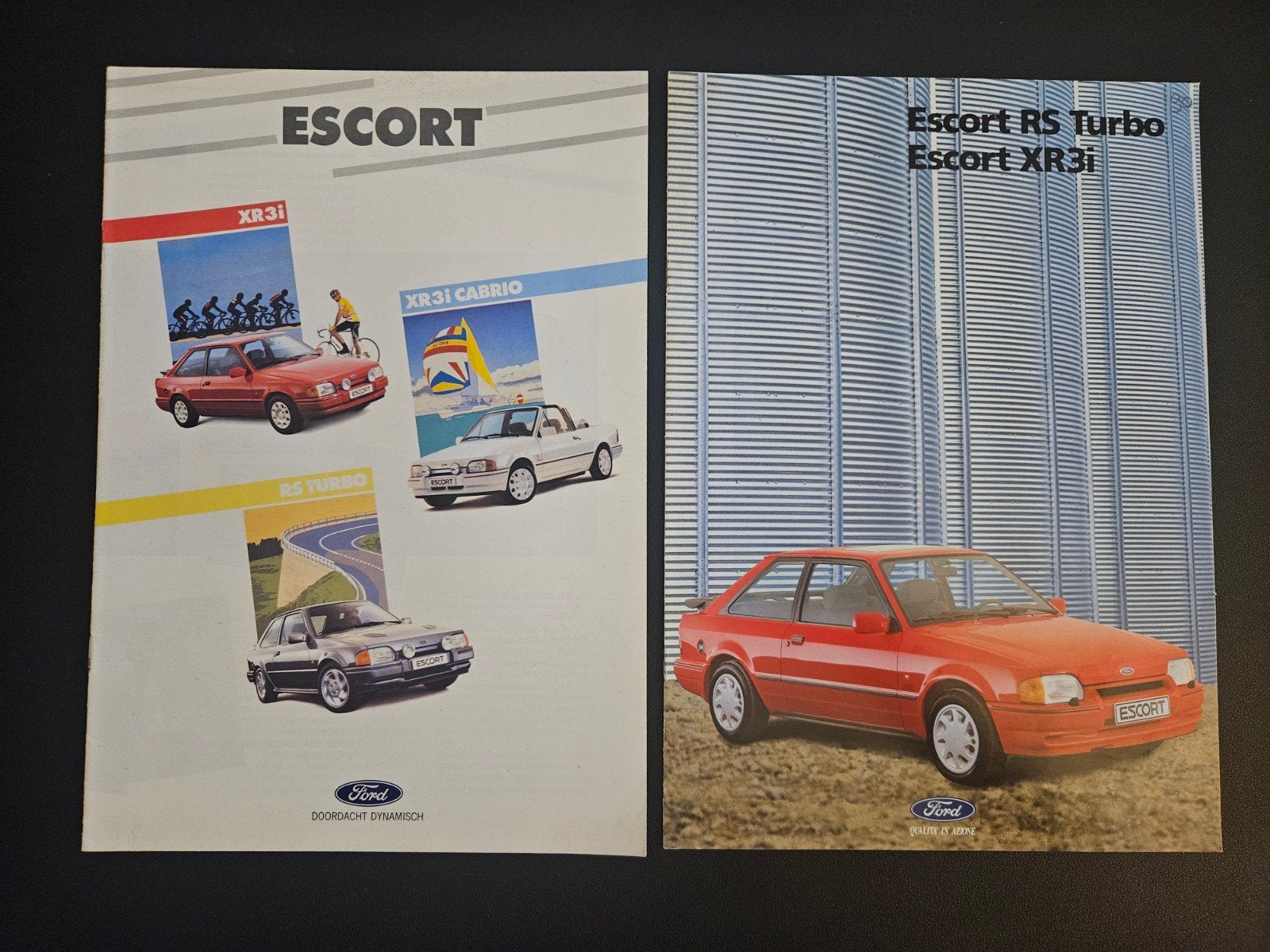 5 Brochures Ford Escort XR3i, RS Turbo & Cabrio, Boeken, Ophalen of Verzenden, Zo goed als nieuw, Ford