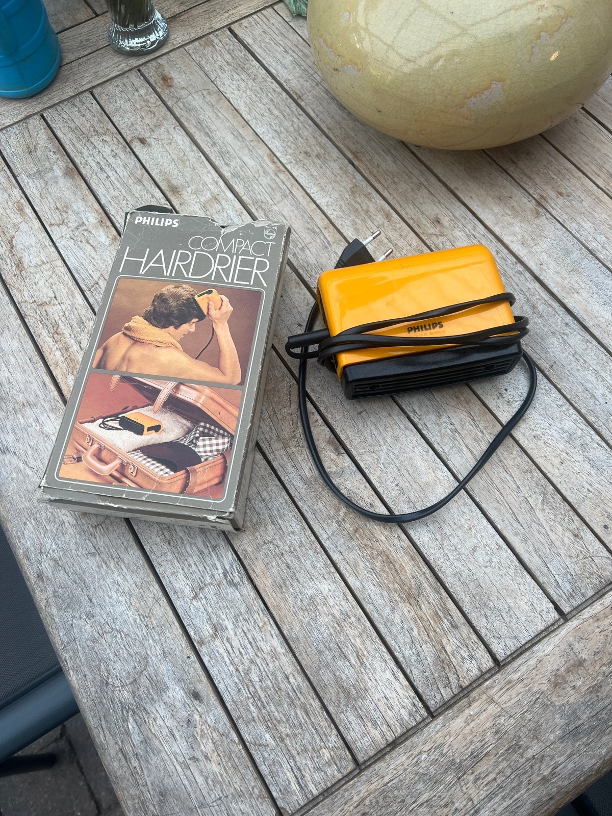Vintage Philips Compact Haardroger - Oranje, Ophalen of Verzenden, Gebruikt, Haarverzorging