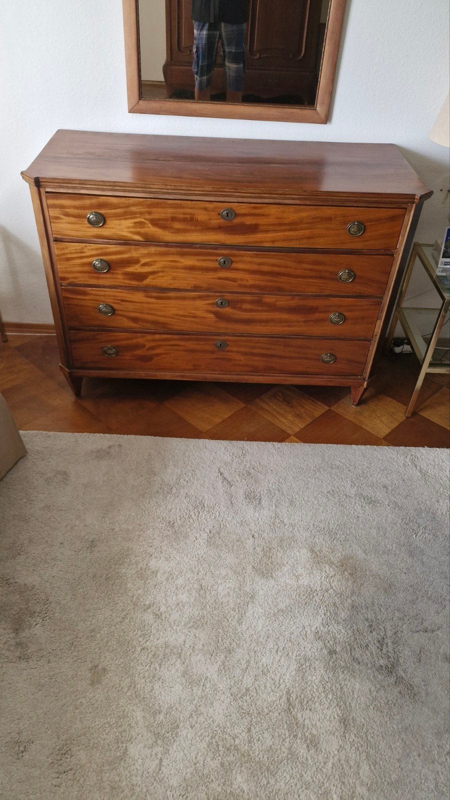Antieke ladekast van mahoniehout, Ophalen, Gebruikt, 100 tot 150 cm, Klassiek, Antiek