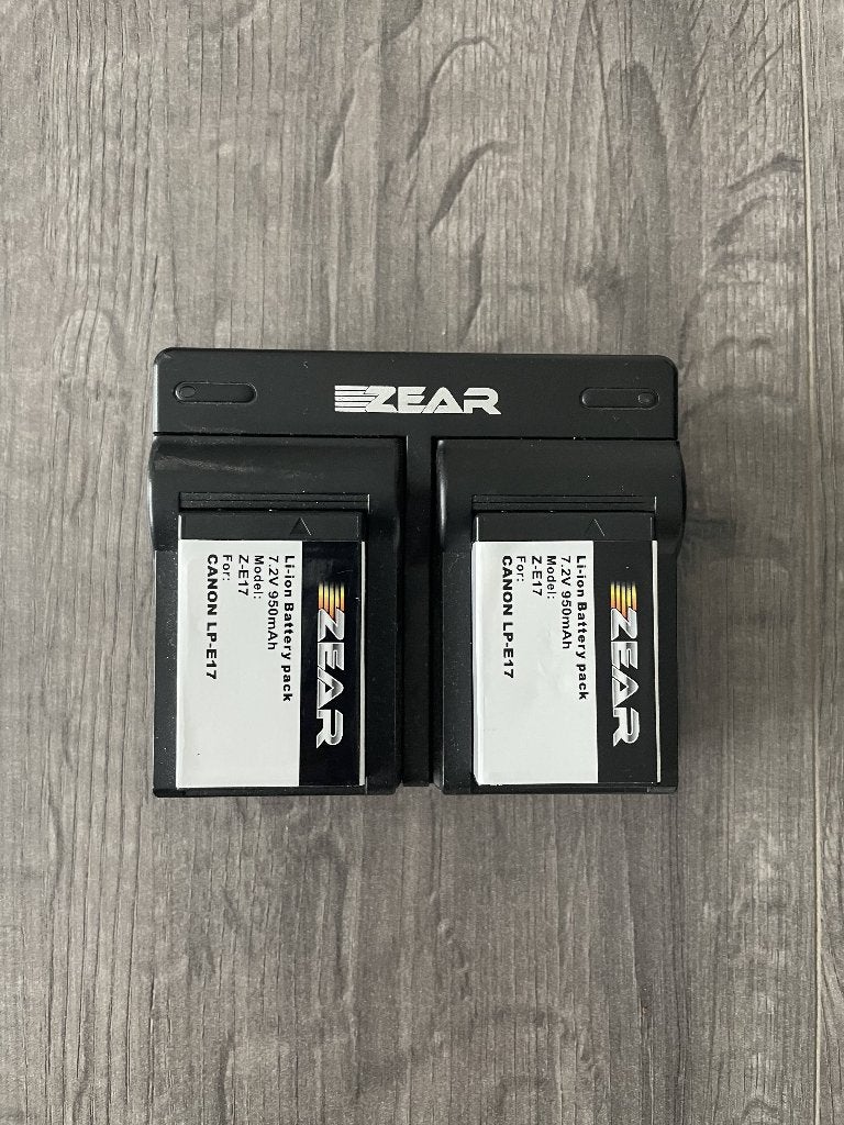 ZEAR Kit met 2x Battery LP-E17 + USB Duo Charger, Audio, Tv en Foto, Fotografie | Accu's en Batterijen, Ophalen of Verzenden, Zo goed als nieuw