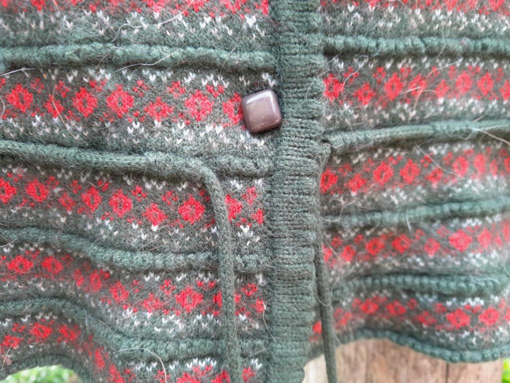 Vintage gebreid vest met Noors patroon, Kleding | Dames, Truien en Vesten, Maat 38/40 (M), Ophalen of Verzenden, Groen, Onbekend