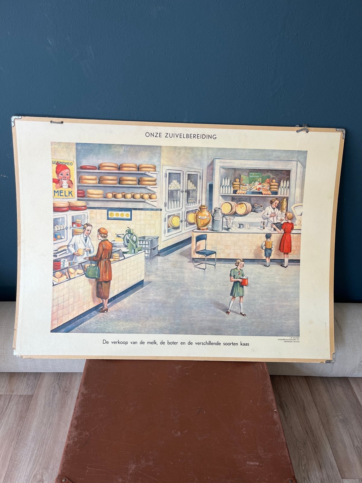 Vintage Schoolplaat 'Onze Zuivelbereiding' J.B. Wolters, Ophalen, Overige thema's