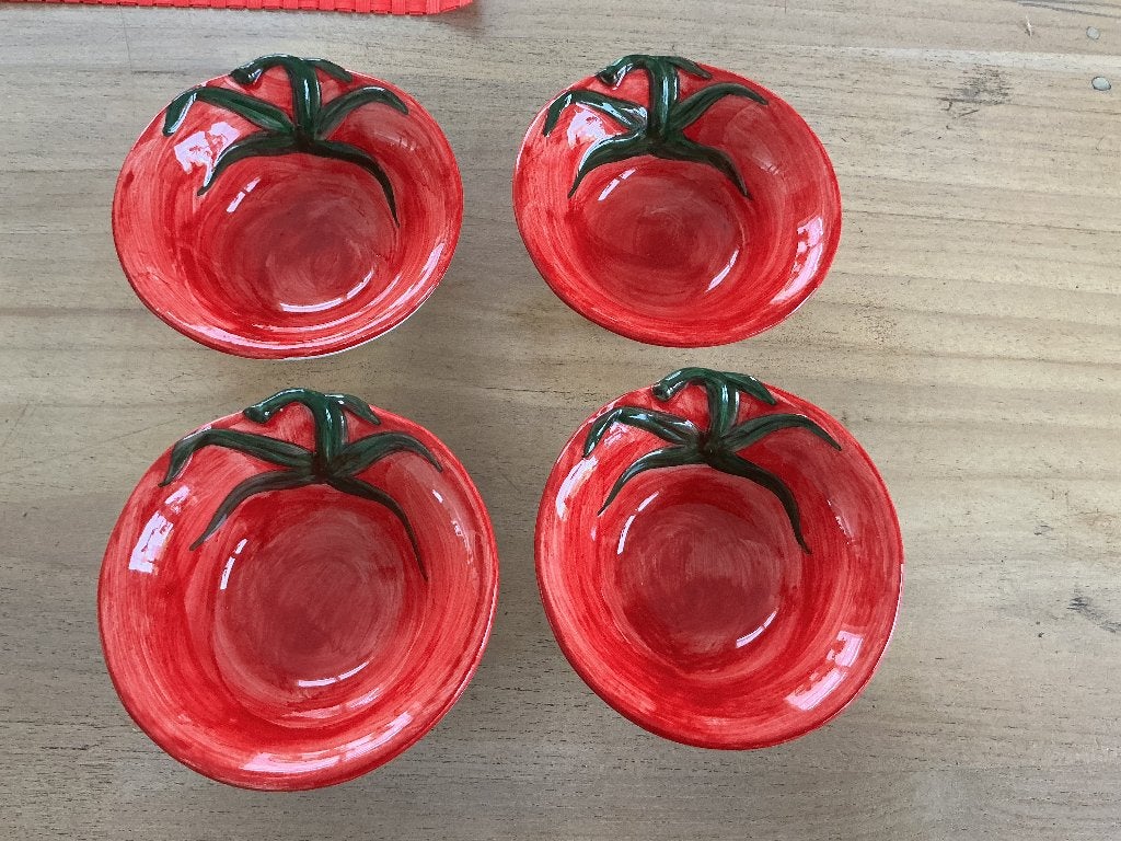 Vier Italiaanse schaaltjes rood, Overige merken, Nieuw, Ophalen of Verzenden, Schaal of Schalen