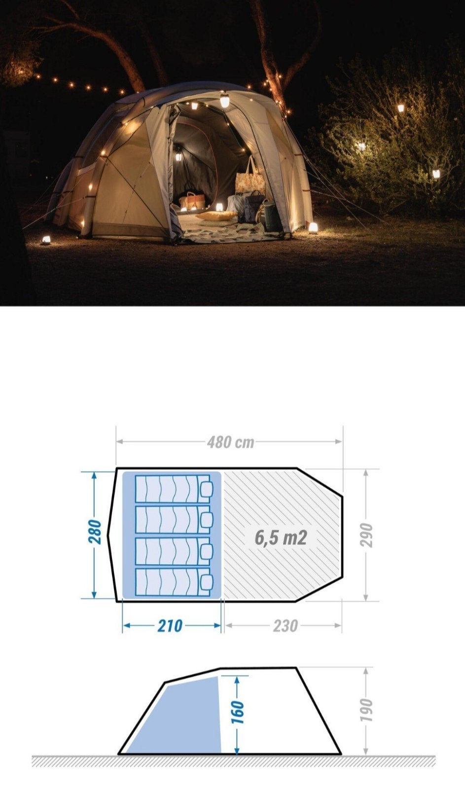 Opblaasbare tent 4p Air Seconds 4.1 Fresh & Black z.g.a.n., Caravans en Kamperen, Ophalen of Verzenden
