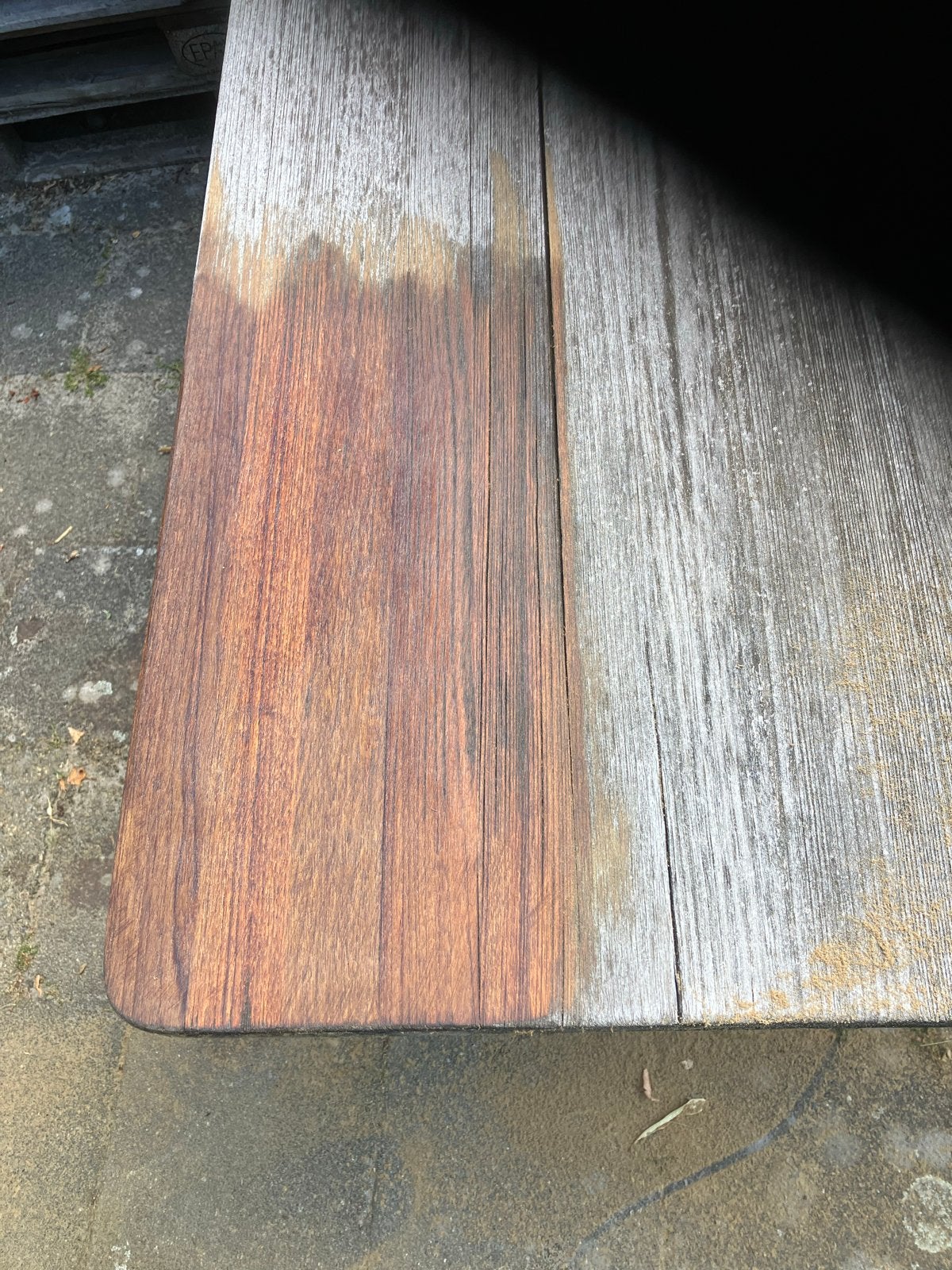Robuuste tuintafel met smeedijzeren onderstel, Ophalen, Gebruikt, Rechthoekig, Teakhout