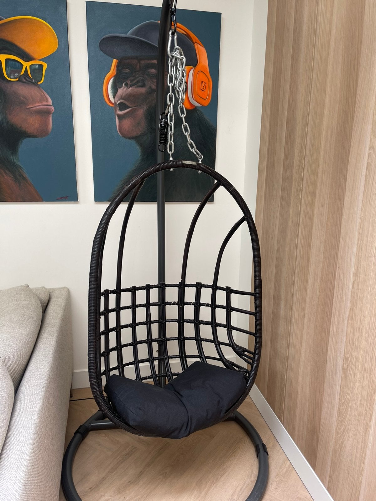 Sissy-Boy hangstoel incl voet, Huis en Inrichting, Ophalen, Gebruikt, Zwart, Riet of Rotan