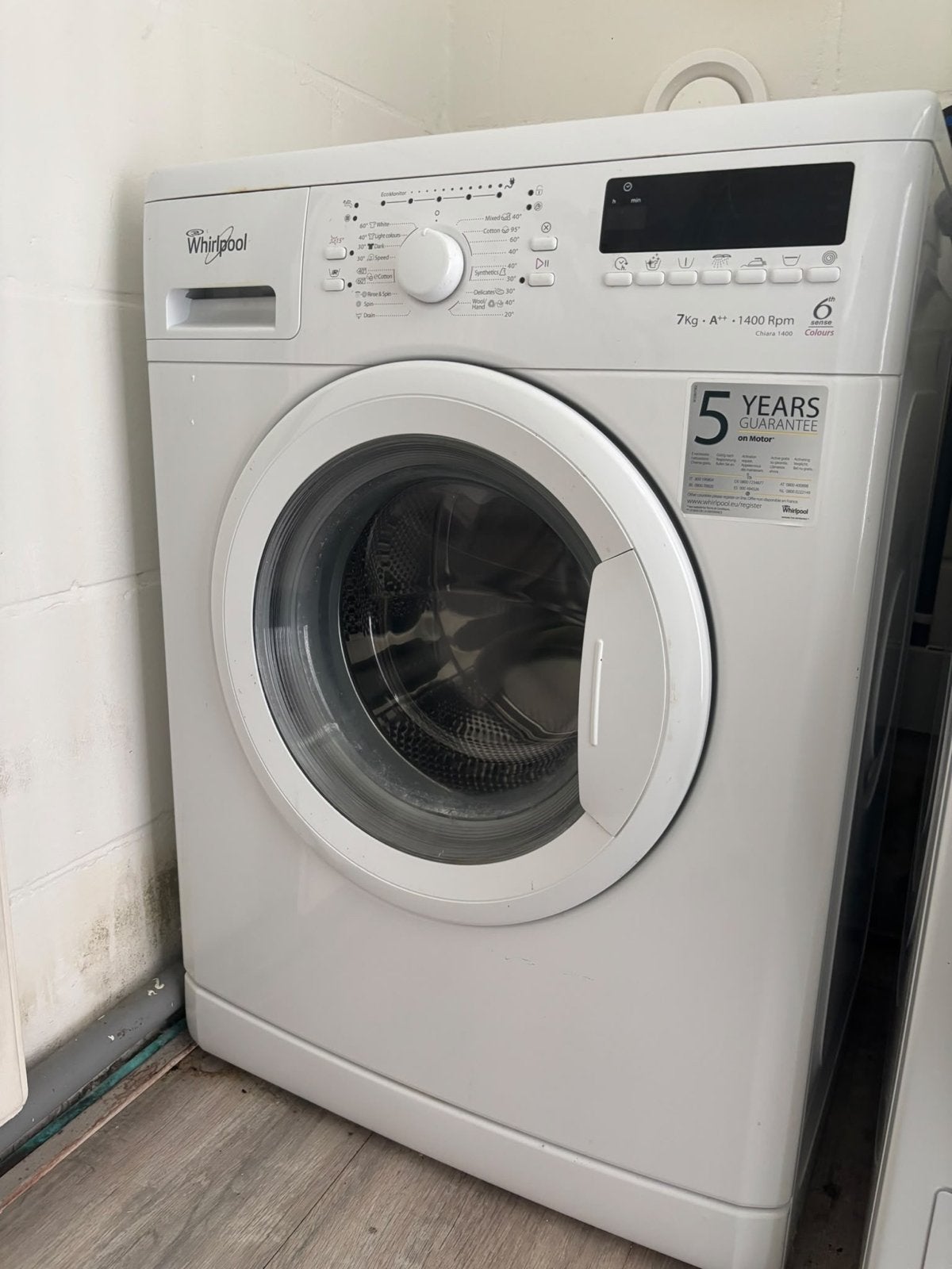 Whirlpool Wasmachine 7kg A++ 1400 RPM, Ophalen, Zo goed als nieuw, 1200 tot 1600 toeren, 6 tot 8 kg