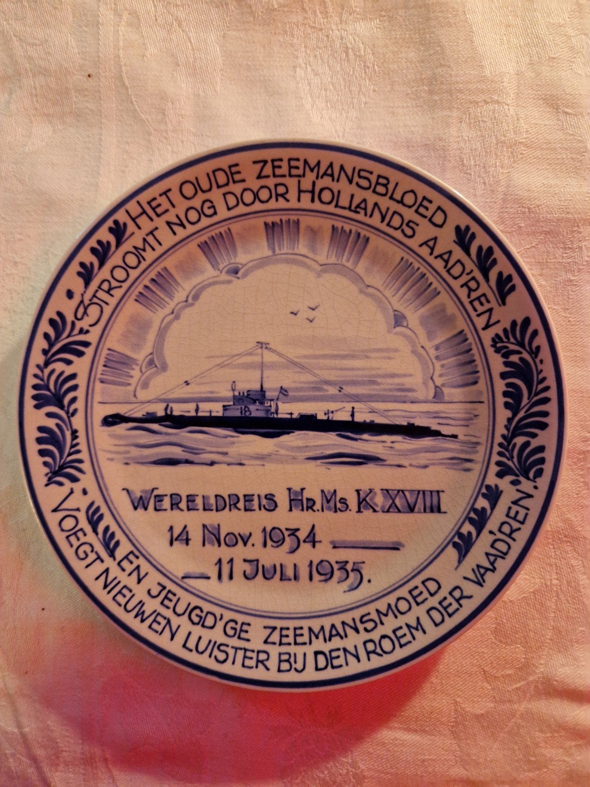 Gedenk wandbord 1935 Porceleyne fles, Ophalen of Verzenden