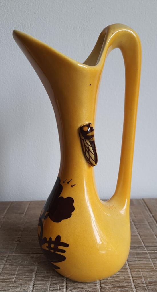 Vintage Keramieken Kan uit Vallauris met Cicade, Antiek en Kunst, Ophalen of Verzenden