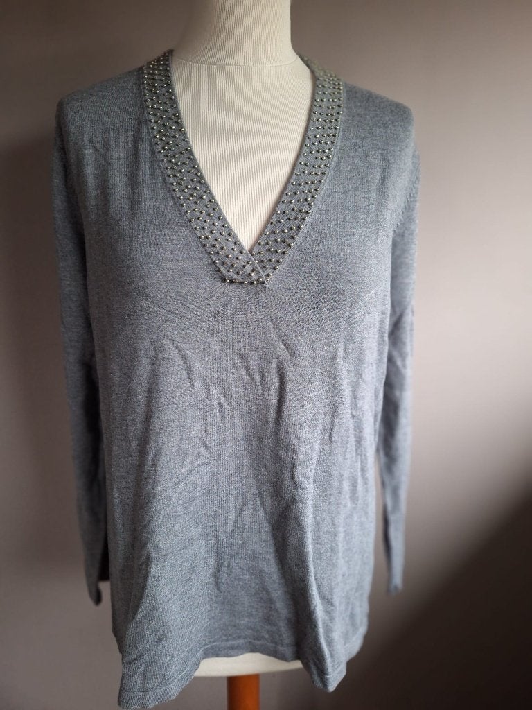 Nette grijze stretch trui van Gerry Weber, maat M/L, Maat 38/40 (M), Ophalen of Verzenden, Zo goed als nieuw, Grijs