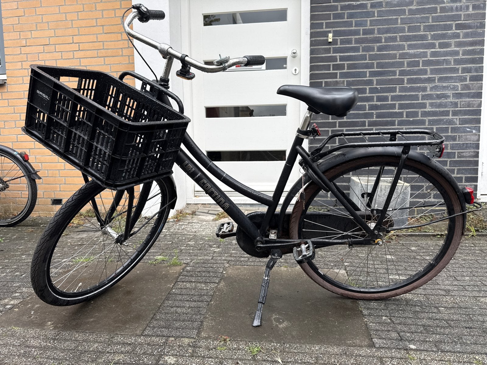Cortina U4 Transportfiets - Zwart, met krat, Terugtraprem, Gebruikt, 50 tot 53 cm, Ophalen