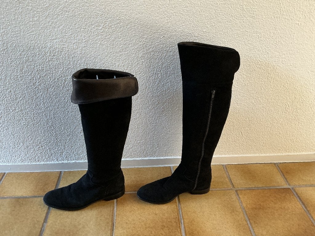Overknee dameslaarzen, Ophalen, Hoge laarzen, Zwart, Zo goed als nieuw