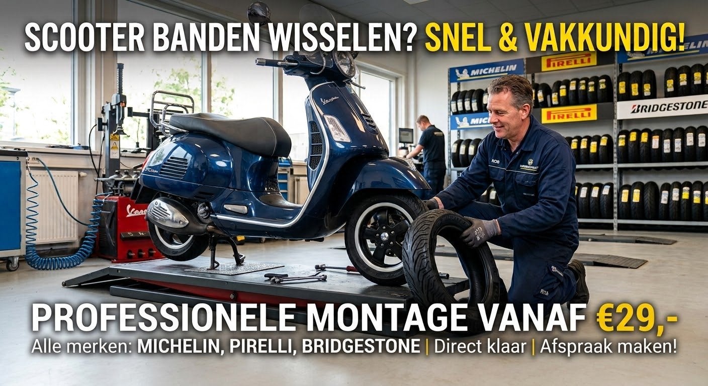Scooterbanden wisselen? Snel, vakkundig & goedkoop!, Ophalen of Verzenden, Nieuw, Overige typen, Overige merken