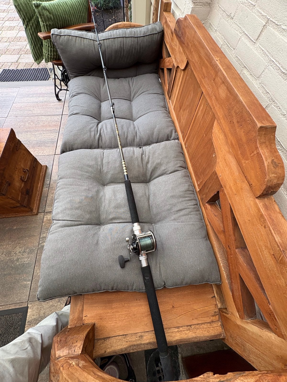 Vishengel met molen - Okuma 50 2.20m 30lbs, Ophalen of Verzenden, Gebruikt, Complete hengel