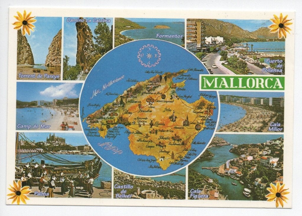Spanje. Mallorca (Balearen) - Ansichtkaart. meerdere zichten, Ophalen of Verzenden, 1960 tot 1980, Ongelopen, Spanje