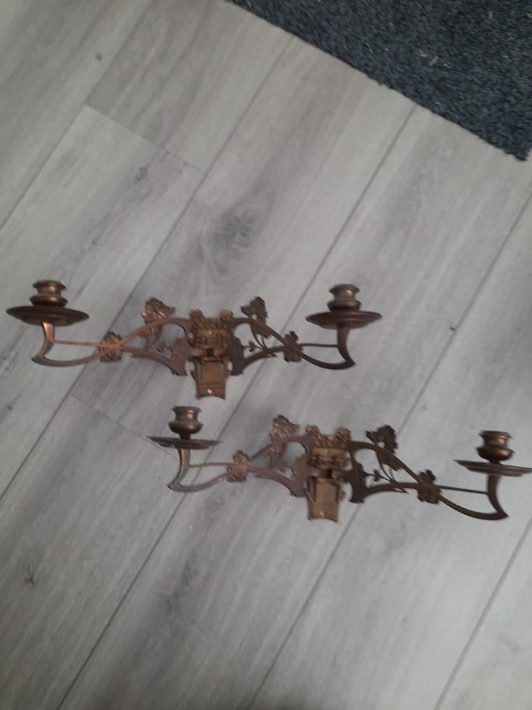 Antieke piano kandelaars, Antiek en Kunst, Antiek | Kandelaars, Ophalen of Verzenden, Koper of Brons