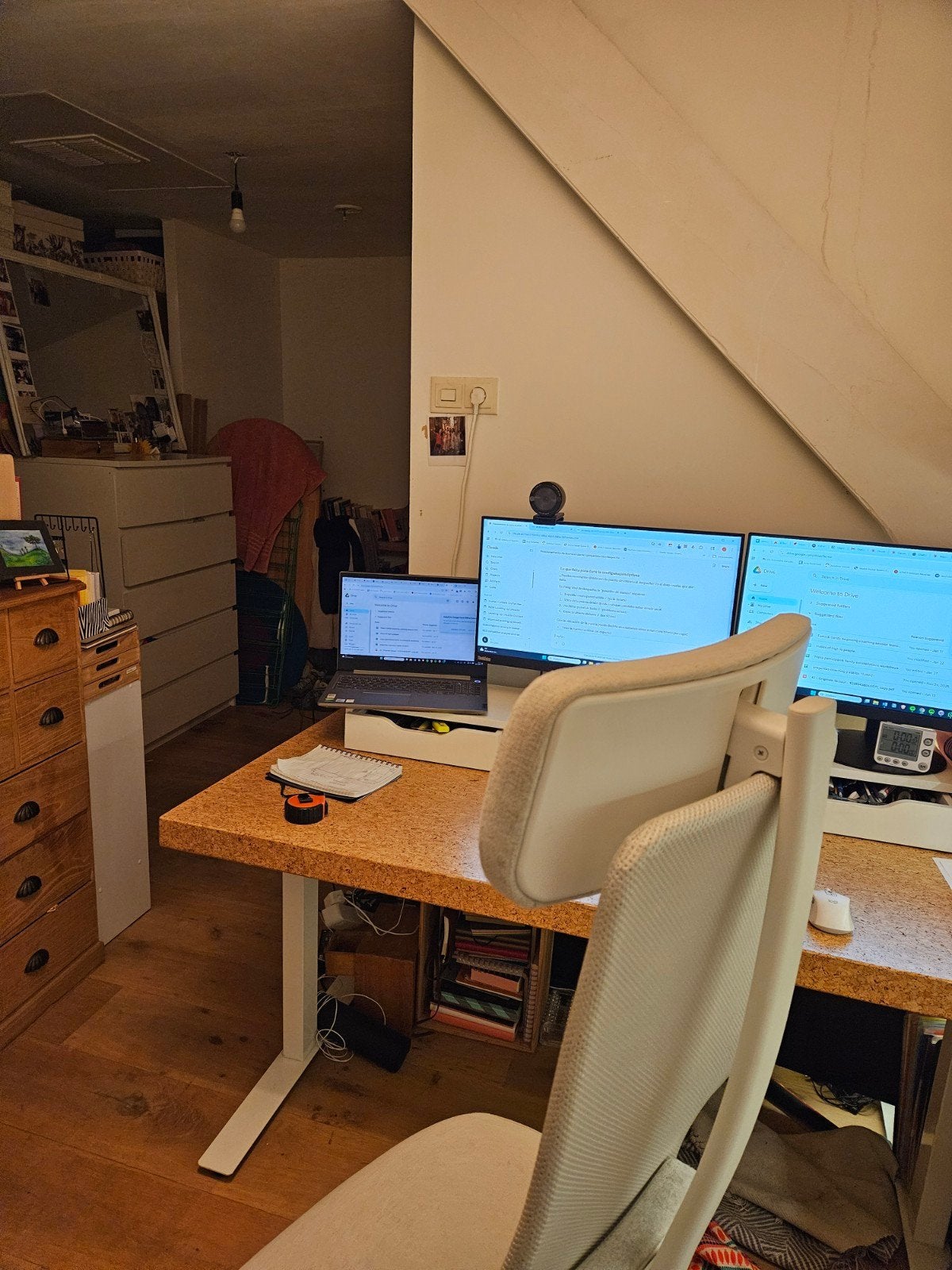 Kurk tafelblad en bureau stoel, 90 cm, Tweepersoons, Minder dan 160 cm, Ophalen of Verzenden