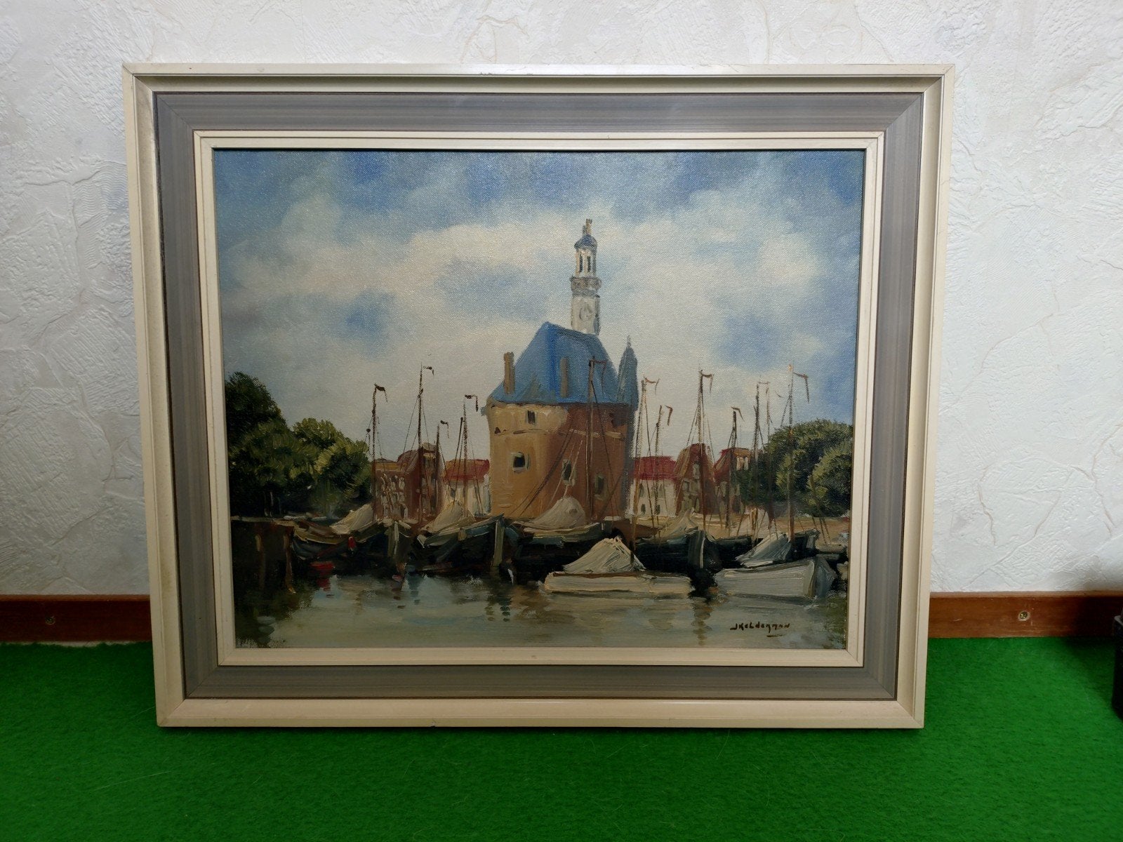 Jan Kelderman olieverf schilderij - Hoofdtoren Hoorn, Ophalen of Verzenden