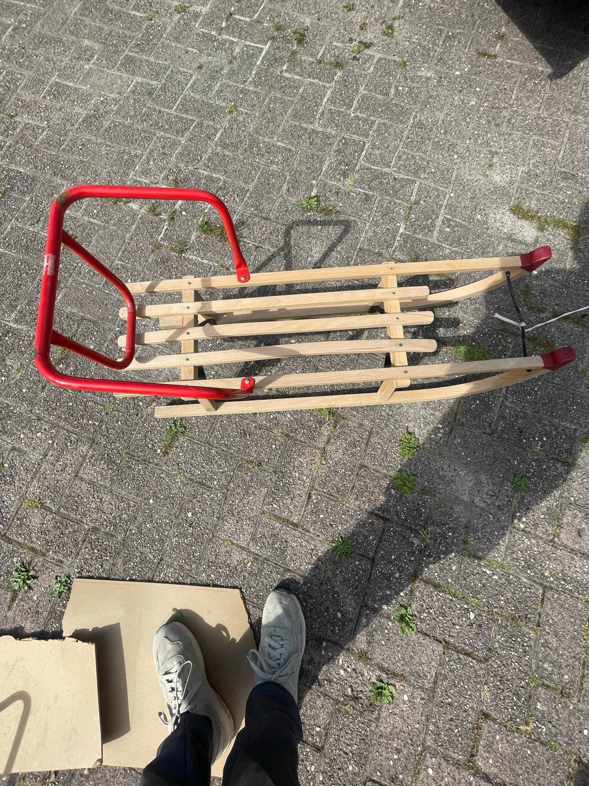 2 mooie houten sleeën met rugleuning - opruiming, Ophalen, Rugleuning, Gebruikt, Hout