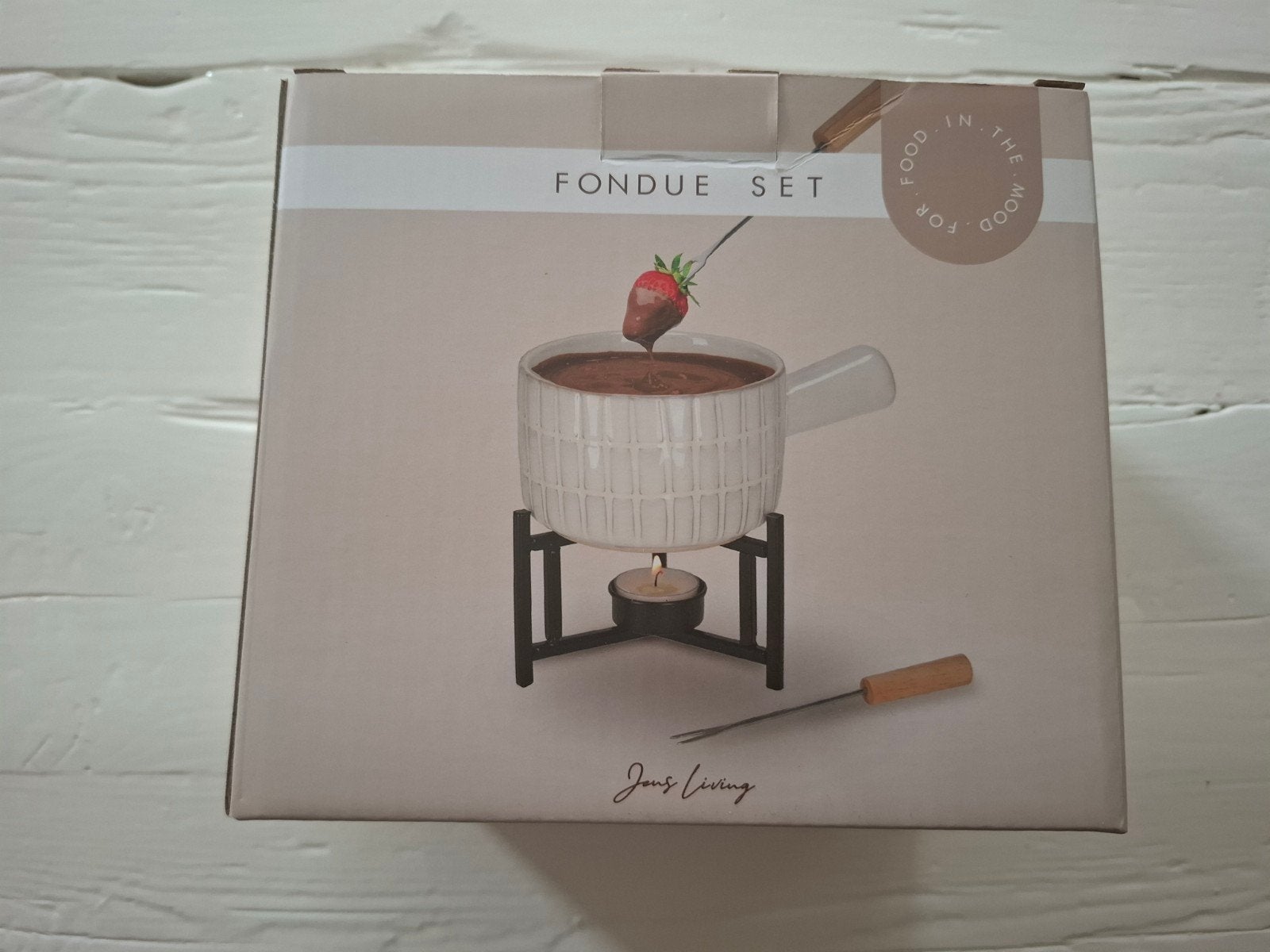 Nieuwe Fondue Set - Jong Living - Ongebruikt in Doos, Ophalen of Verzenden, Nieuw, Waxinelicht, Fondueset