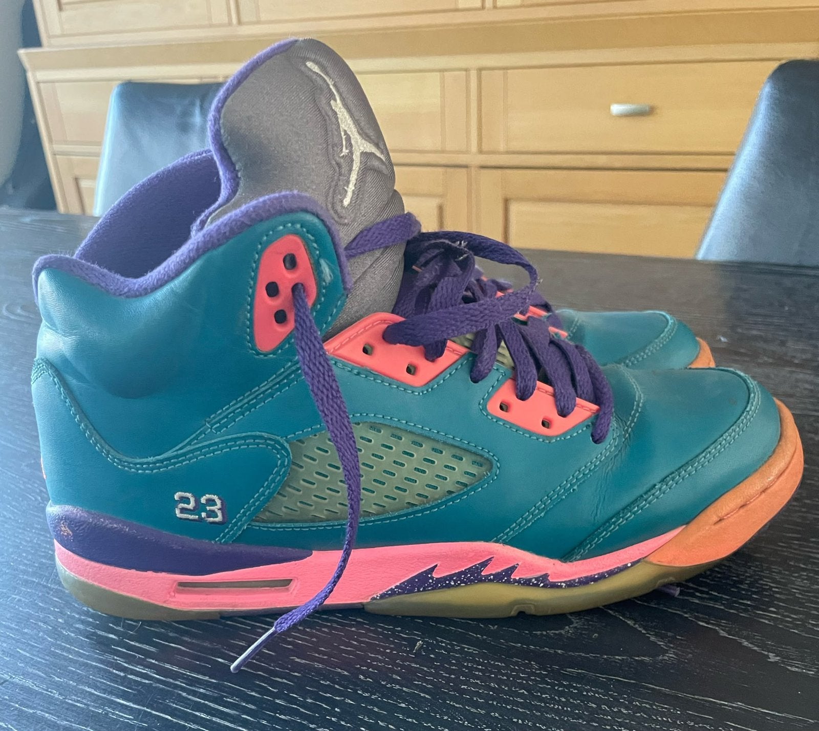 Nike Air Jordan 5 Tropical Teal, Verzenden, Sneakers of Gympen, Gedragen, Groen