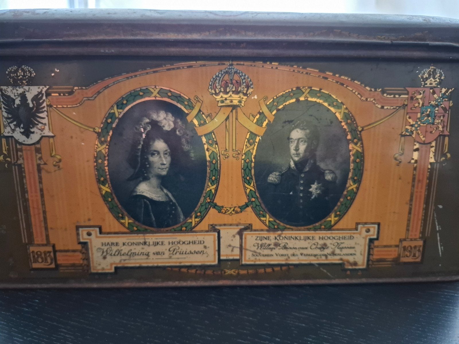 Antieke blikken doos 1813-1913 Oranjehuis, Ophalen of Verzenden