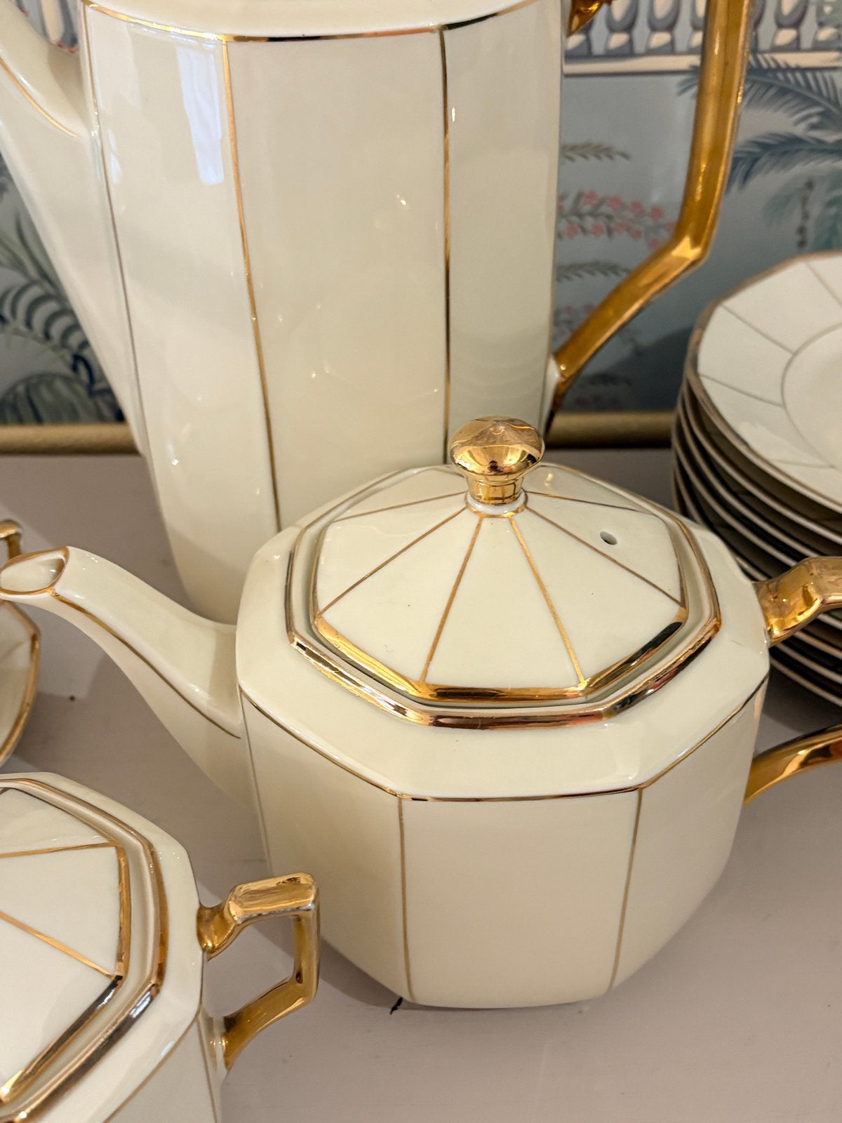 Foto 5 van Antiek Art Deco Porseleinen Koffie- en Theeservies