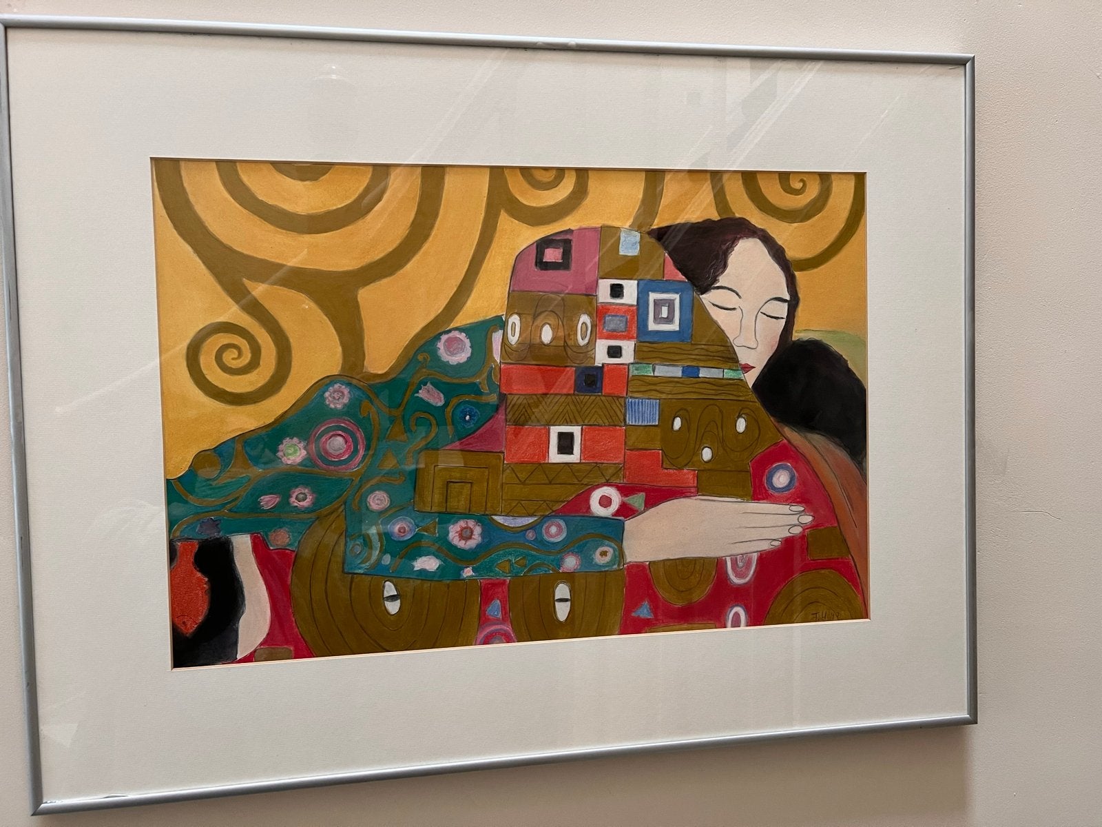 Reproductie/geïnspireerd door Klimt - De Vervulling, Ophalen, Figuren, Papier/karton, Ingelijst