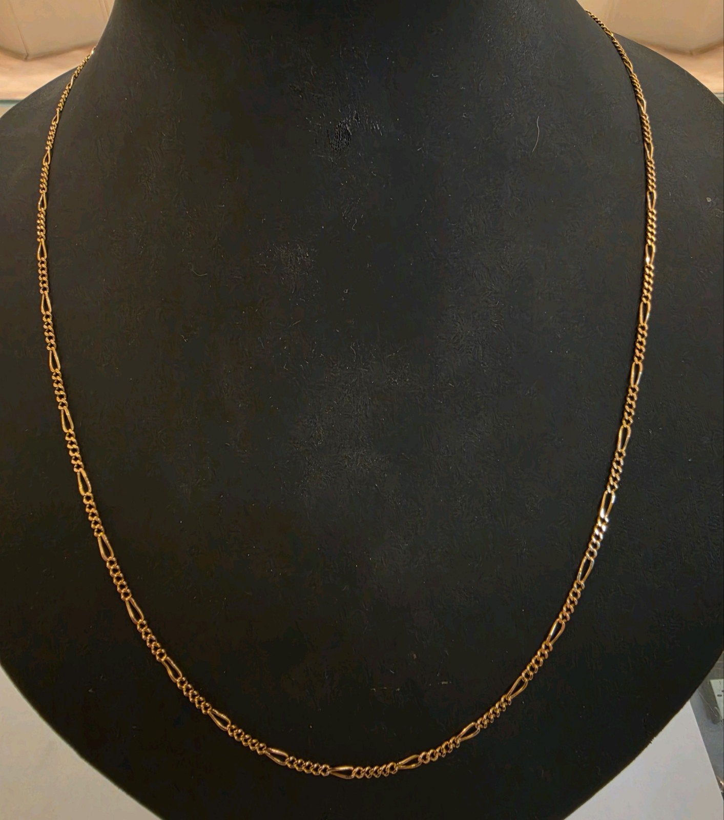 14 karaats gouden Figaro schakel ketting geelgoud 55 cm, Ophalen of Verzenden, Zo goed als nieuw, Goud, Goud