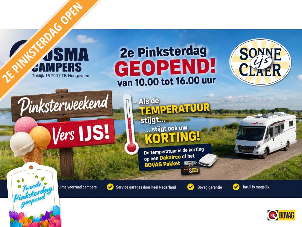 2e Pinksterdag Geopend van 10 tot 16 uur!!, Caravans en Kamperen, Bedrijf, Overige merken, Overige merken